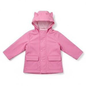 Joe Fresh Toddler Girls Pink Rain Jacket Hooded Coat Cute Ear Details Size 2